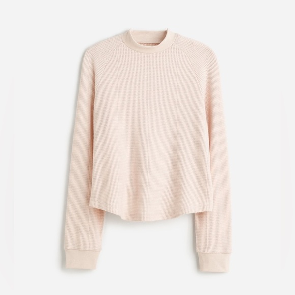 Madewell Waffle-Knit Long-Sleeve Crewneck Tee in Heather Blush - Picture 1 of 6
